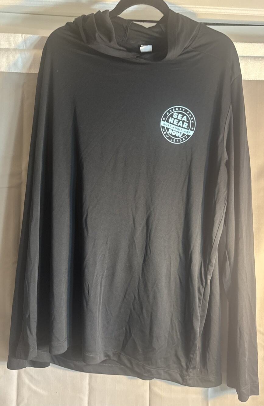 Sea Hear Now Surf Music Festival Art Black Long Sleeve Hooded 2XL NWOT